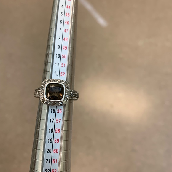 Judith Ripka Smokey quartz, CZ -sterling silver size 7 ring - Picture 8 of 9
